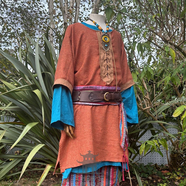 Orange & Brown Woven Medieval Tunic