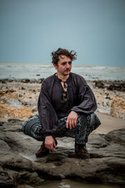 Medieval Shirt in  Dark Grey Cotton & Linen