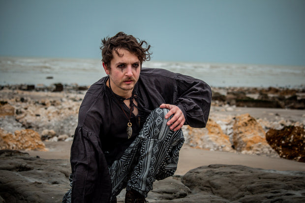 Medieval Shirt in  Dark Grey Cotton & Linen