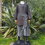 Hooded Medieval Shirt in  Grey Cotton & Linen