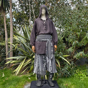 Hooded Medieval Shirt in  Grey Cotton & Linen