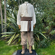 Hooded Medieval Shirt in Natural Cotton & Linen