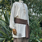 Hooded Medieval Shirt in Natural Cotton & Linen