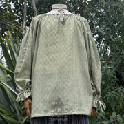 Medieval Shirt Round Neck in Green Cotton
