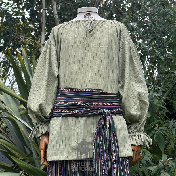 Medieval Shirt Round Neck in Green Cotton