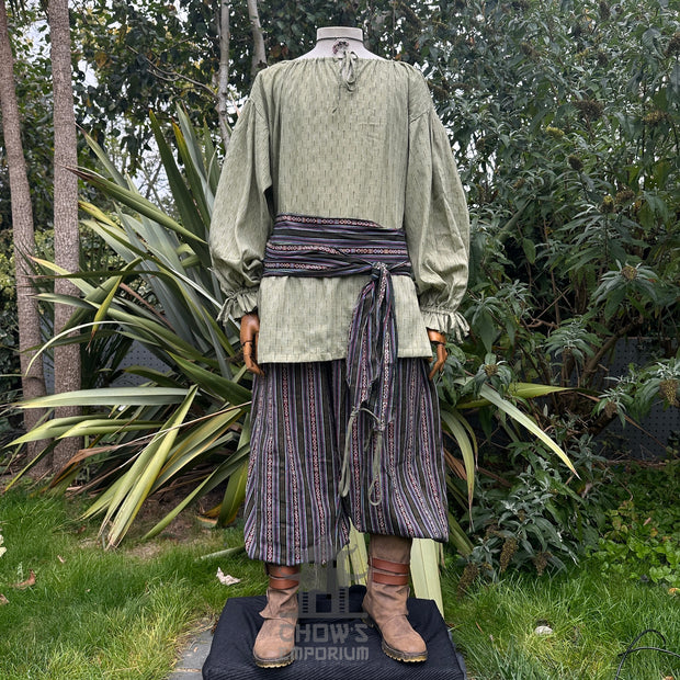 Medieval Shirt Round Neck in Green Cotton