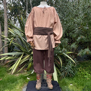 Medieval Shirt Round Neck in Tan Cotton
