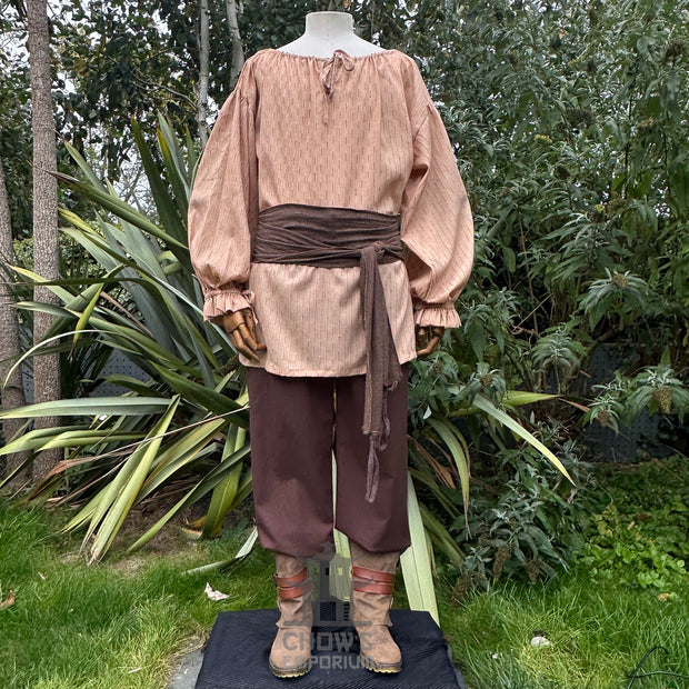 Medieval Shirt Round Neck in Tan Cotton