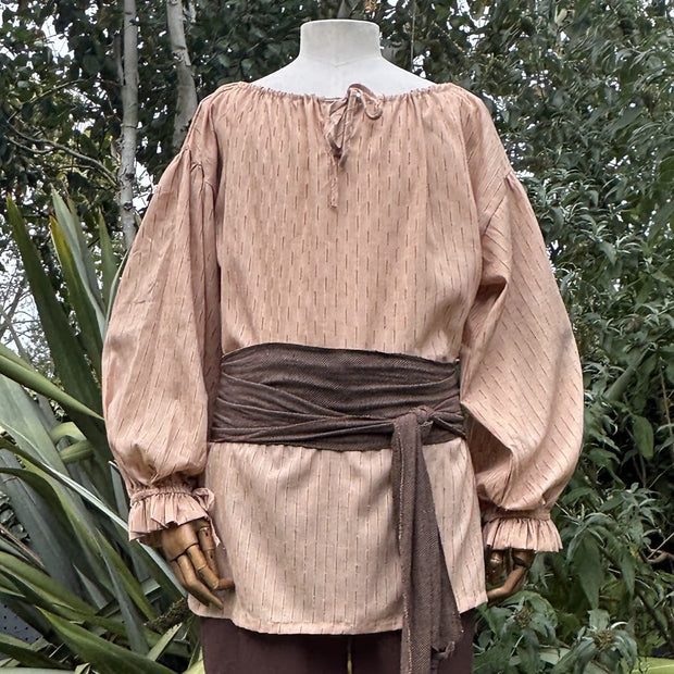 Medieval Shirt Round Neck in Tan Cotton