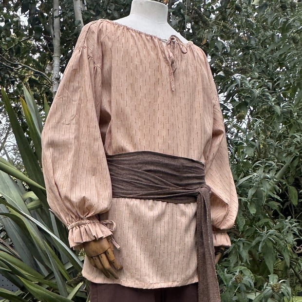 Medieval Shirt Round Neck in Tan Cotton