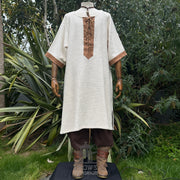 White & Brown Woven Medieval Tunic