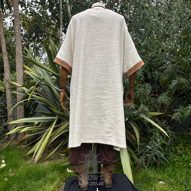 White & Brown Woven Medieval Tunic