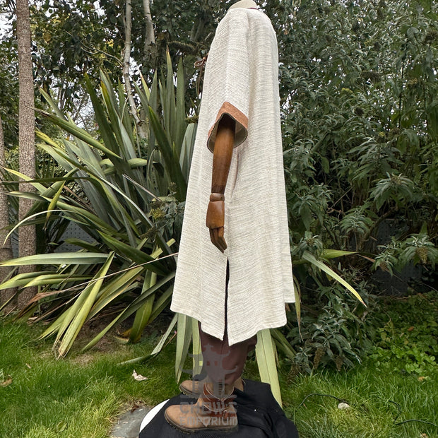 White & Brown Woven Medieval Tunic