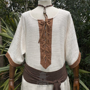 White & Brown Woven Medieval Tunic
