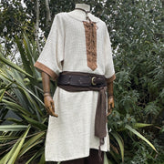 White & Brown Woven Medieval Tunic