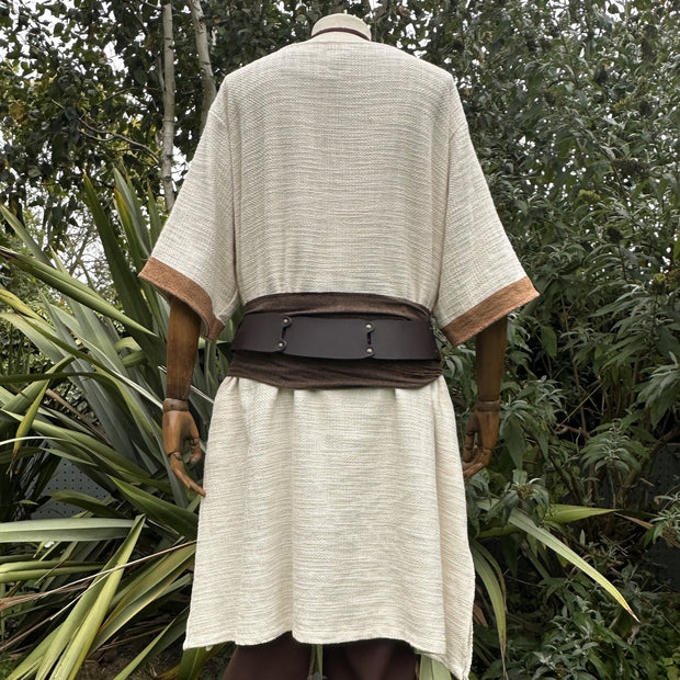 White & Brown Woven Medieval Tunic