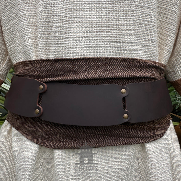 White & Brown Woven Medieval Tunic