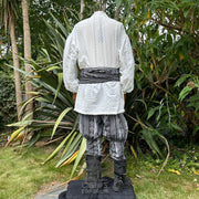 Medieval Shirt in Textured White Cotton & Linen