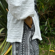 Medieval Shirt in Textured White Cotton & Linen