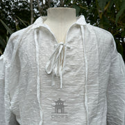 Medieval Shirt in Textured White Cotton & Linen