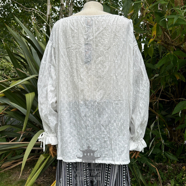 Medieval Shirt Round Neck in White Cotton