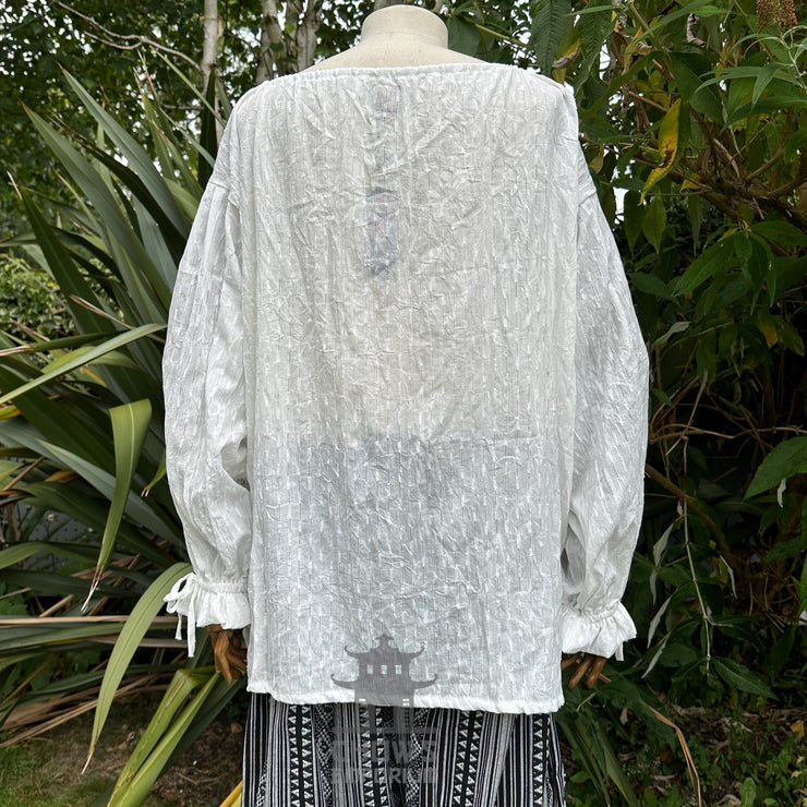 Medieval Shirt Round Neck in White Cotton