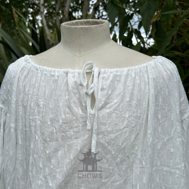 Medieval Shirt Round Neck in White Cotton