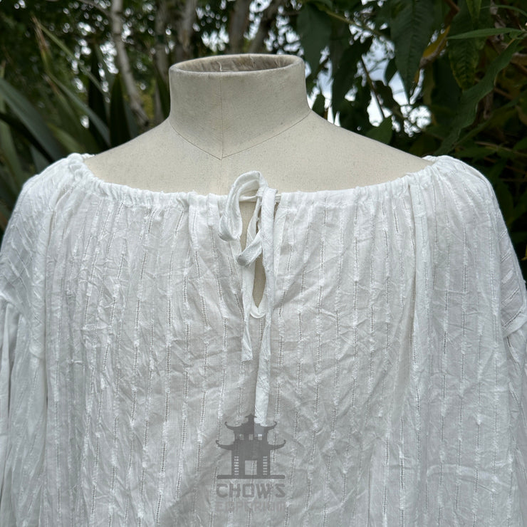 Medieval Shirt Round Neck in White Cotton