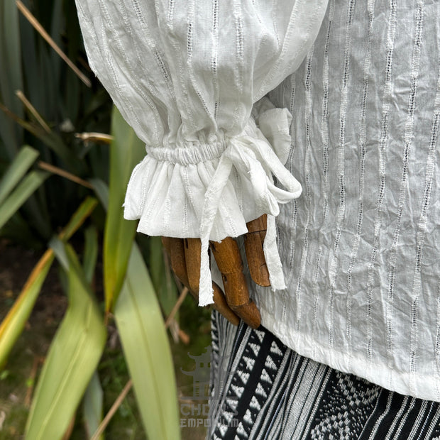 Medieval Shirt Round Neck in White Cotton
