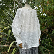 Medieval Shirt Round Neck in White Cotton