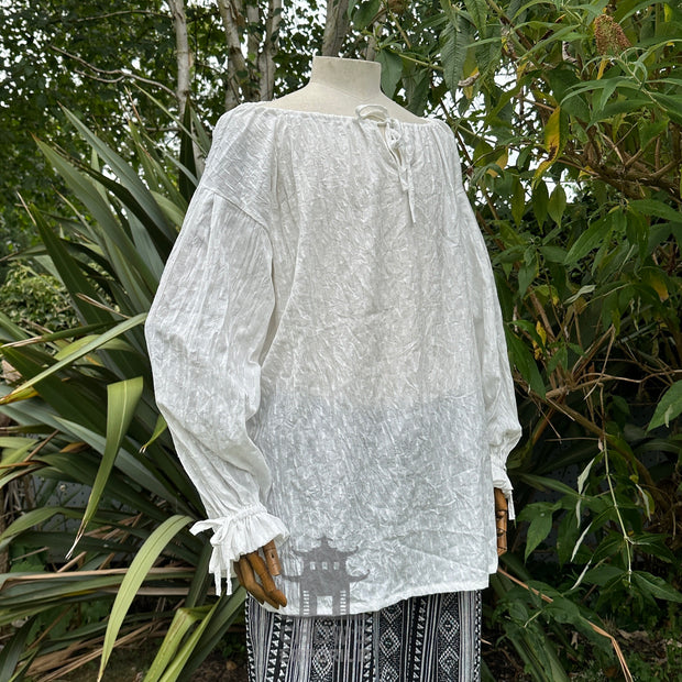 Medieval Shirt Round Neck in White Cotton