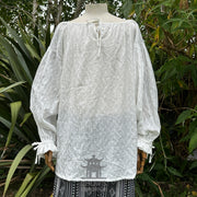 Medieval Shirt Round Neck in White Cotton