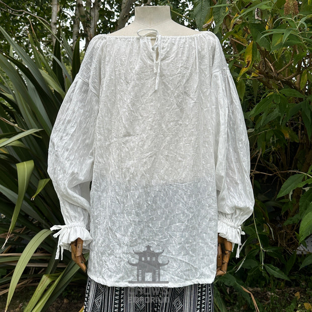 Medieval Shirt Round Neck in White Cotton