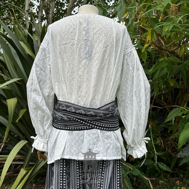 Medieval Shirt Round Neck in White Cotton