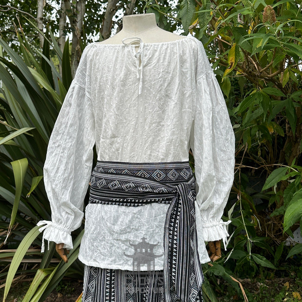 Medieval Shirt Round Neck in White Cotton