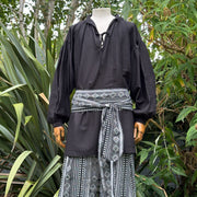Medieval Shirt in  Black Cotton & Linen