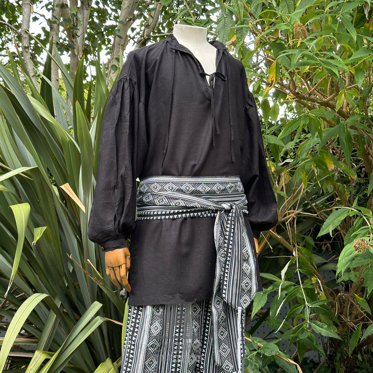 Medieval Shirt in  Black Cotton & Linen