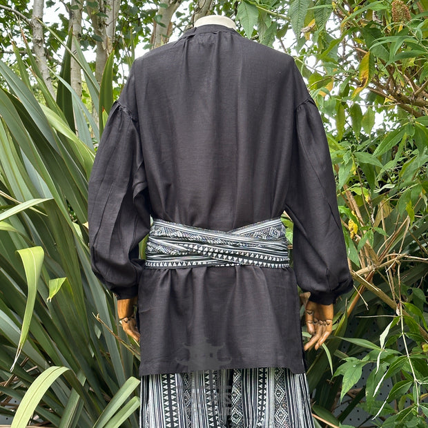 Medieval Shirt in  Black Cotton & Linen