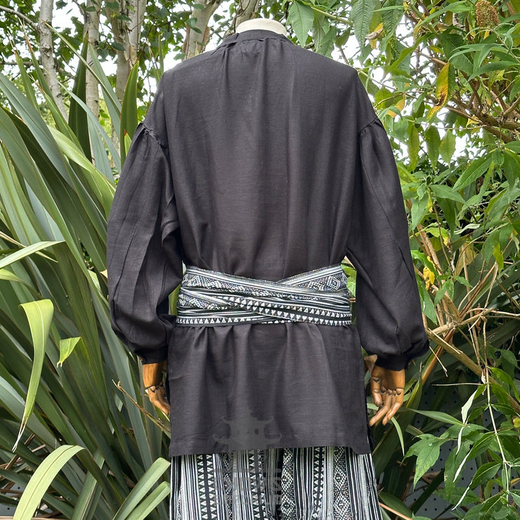 Medieval Shirt in  Black Cotton & Linen