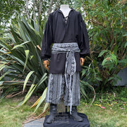 Medieval Shirt in  Black Cotton & Linen