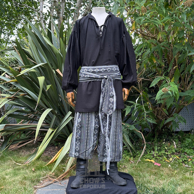 Medieval Shirt in  Black Cotton & Linen
