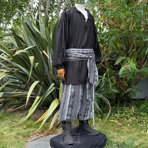 Medieval Shirt in  Black Cotton & Linen