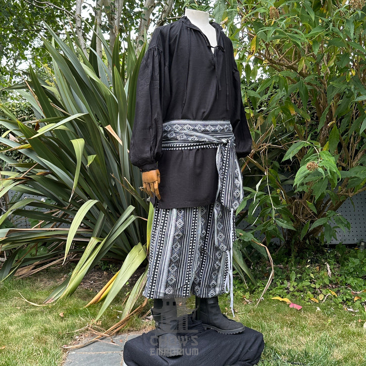 Medieval Shirt in  Black Cotton & Linen