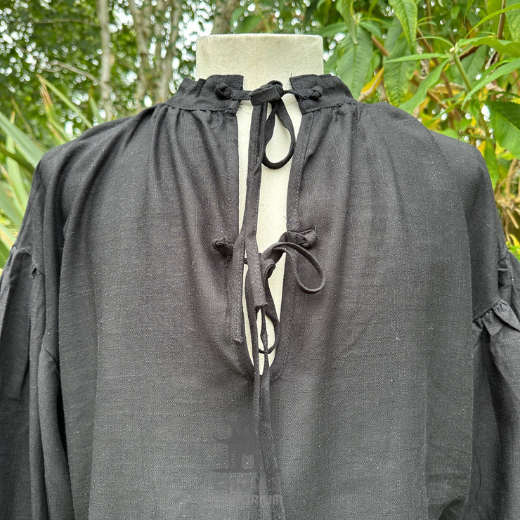 Medieval Shirt in  Black Cotton & Linen
