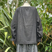 Medieval Shirt Round Neck in Black Cotton