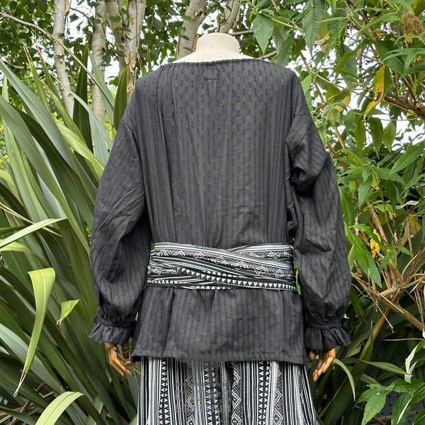 Medieval Shirt Round Neck in Black Cotton