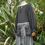 Medieval Shirt Round Neck in Black Cotton