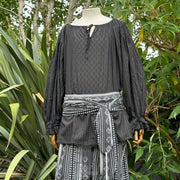 Medieval Shirt Round Neck in Black Cotton