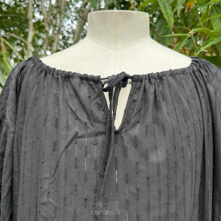 Medieval Shirt Round Neck in Black Cotton
