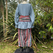 Medieval Shirt Round Neck in Blue Cotton